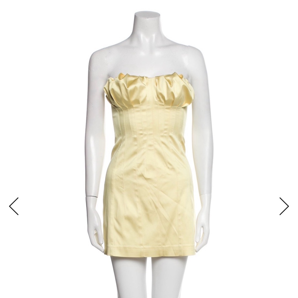 Cult Gaia Strapless Light Yellow Dress